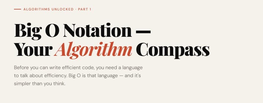 Big O Notation: Your Algorithm Compass EP01